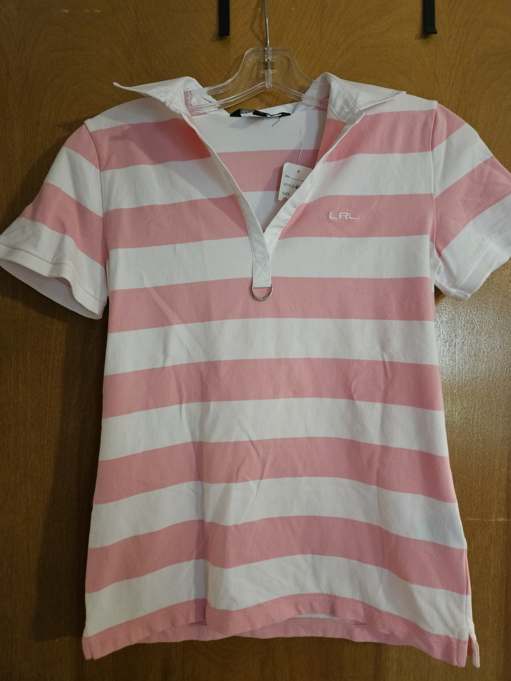 Lauren Ralph Lauren Pink & White Striped Short-Sleeve Polo Tee